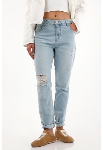 Tennis Jean Azul Con Rotos Localizados Para Mujer