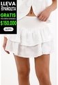 Tennis Falda Corta En Mix De Tela Con Boleros Crudo Para Mujer de Tennis