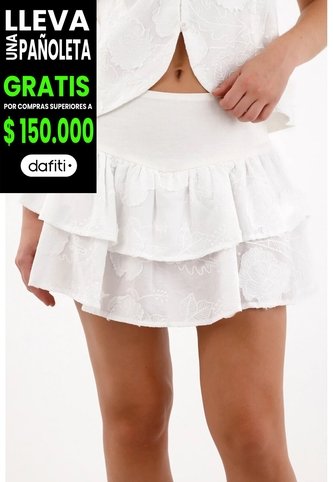 Tennis Falda Corta En Mix De Tela Con Boleros Crudo Para Mujer Tennis