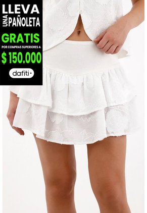 Tennis Falda Corta En Mix De Tela Con Boleros Crudo Para Mujer