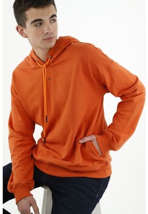 Buzo Naranja Con Capucha Para Hombre