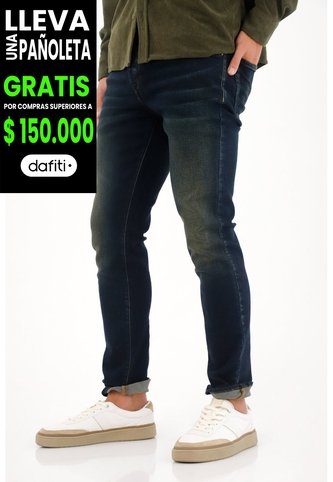 Tennis Jean Skinny Con Arrugas 3D Azul Para Hombre Tennis