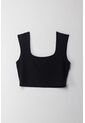 Tennis Camiseta Crop Manga Sisa Negra Para Mujer de Tennis