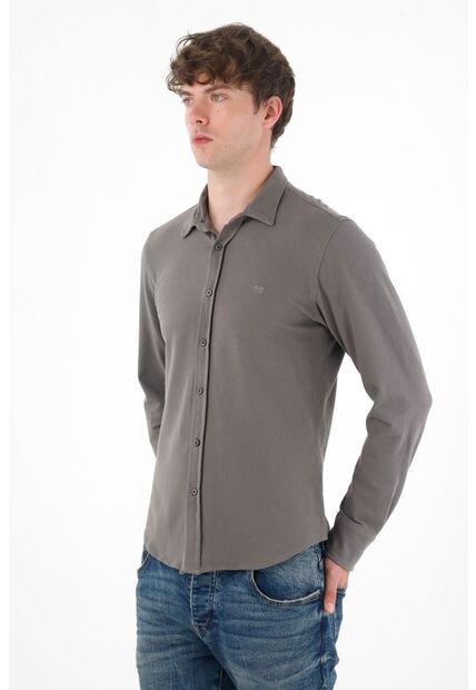 Tennis Camisa Clásica En Tejido De Punto Gris Para Hombre