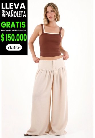 Tennis Pantalón Palazzo En Tejido Liviano Café Para Mujer Tennis
