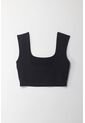 Tennis Camiseta Crop Manga Sisa Negra Para Mujer de Tennis