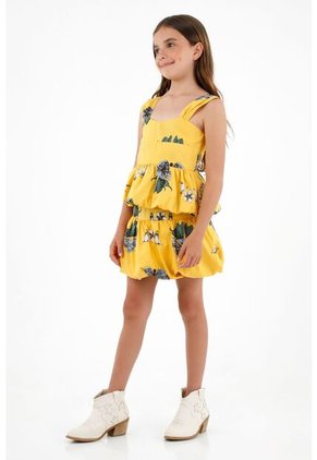 Camisa Amarilla Con Escote Recto Para Niña