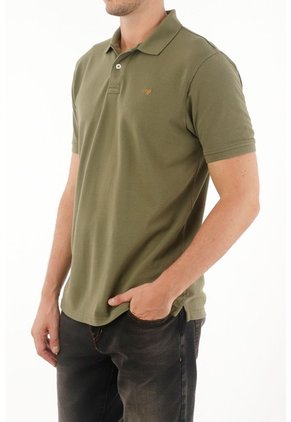 Tennis Polo Verde Con Raqueta Multicolor De Silueta Amplia Para Hombre