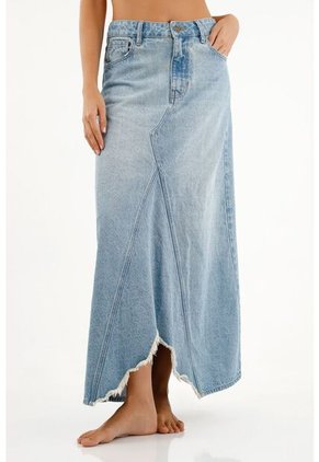 Tennis Falda Azul Con Ruedo Asimétrico Para Mujer