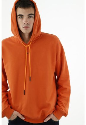 Buzo Naranja Con Capucha Para Hombre