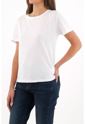 Tennis Camiseta Blanca Cuello Redondo Para Mujer