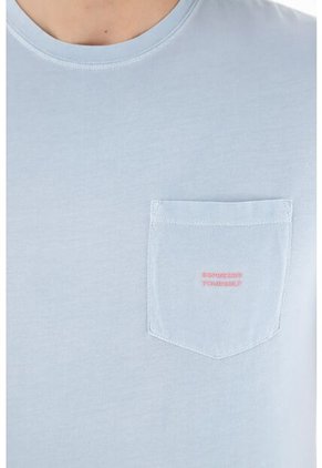 Camiseta Azul Con Estampado Para Hombre