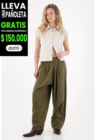 Tennis Pantalón En Drill Liviano Verde Para Mujer Tennis