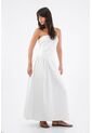 Tennis Vestido Para Mujer Algodón Blanco Midi Sin Tirantes Con Ojalillo de Tennis