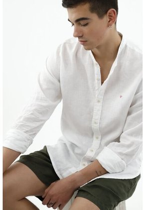 Camisa Blanca Cuello Neru Para Hombre