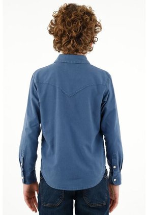 Camisa Azul Manga Larga Para Niño