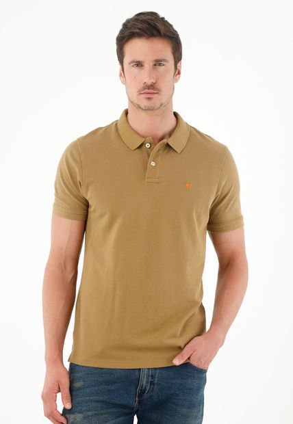 Polo Café 100% Algodón Para Hombre