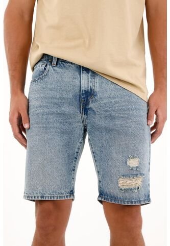 Tennis Bermuda En Denim Con Rotos Azul Para Hombre Tennis