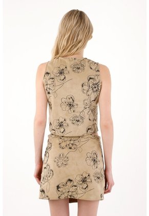 Tennis Chaleco Tipo Suede Floral Café Para Mujer