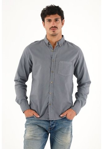 Tennis Camisa Oxford Manga Larga Azul Para Hombre Tennis