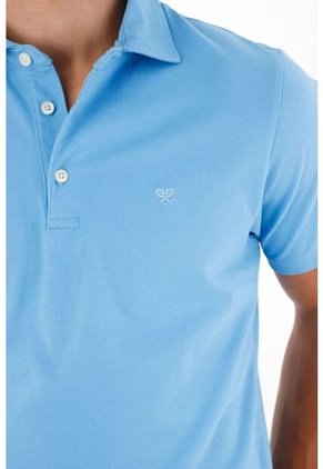 Tennis Polo Azul Con Raqueta Para Hombre