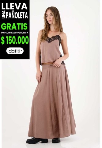 Tennis Falda Larga Satinada Café Para Mujer Tennis