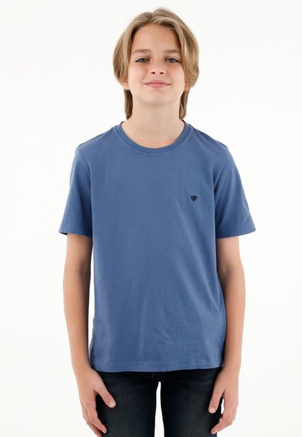 Camiseta Azul Cuello Redondo Para Niño