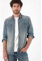 Tennis Camisa Para Hombre De Algodón índigo Fit Relajado Lavado Vintage de Tennis