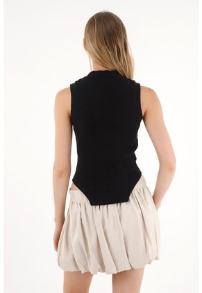 Tennis Camiseta Manga Sisa Negra Con Diseño Minimalista Para Mujer