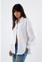 Tennis Camisa Para Mujer En Algodón Blanco Oversize Con Manga Larga de Tennis
