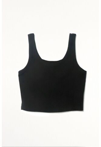 Tennis Camiseta Crop En Rib Negra Para Mujer Tennis