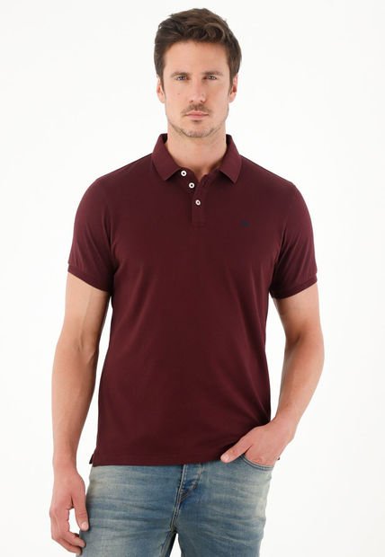 Polo Roja Cuello Tejido Para Hombre