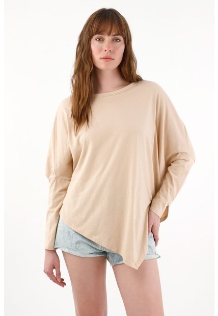 Tennis Camiseta Manga Larga Café Con Acabado Suave Para Mujer