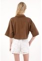 Tennis Camisa Boxy Fit Manga Corta Café Para Mujer de Tennis