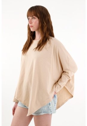 Tennis Camiseta Manga Larga Café Con Acabado Suave Para Mujer