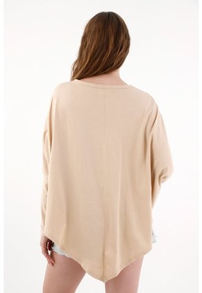 Tennis Camiseta Manga Larga Café Con Acabado Suave Para Mujer