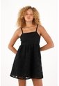 Tennis Vestido Negro Corto En Tela Bordada Para Mujer de Tennis