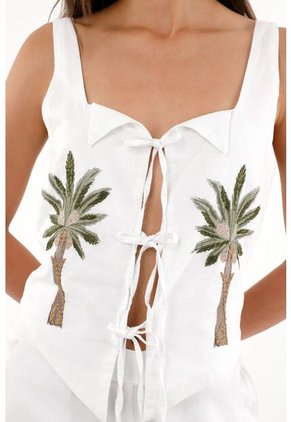 Tennis Chaleco Con Ajuste De Sesgos Blanco Para Mujer