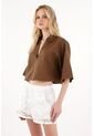 Tennis Camisa Boxy Fit Manga Corta Café Para Mujer de Tennis