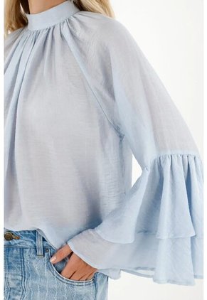 Tennis Camisa Cuello Alto Y Mangas Con Bolero Azul Para Mujer