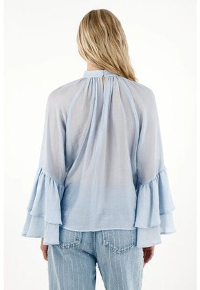 Tennis Camisa Cuello Alto Y Mangas Con Bolero Azul Para Mujer