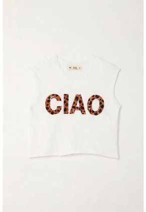 Camiseta Manga Sisa Con Estampado Blanca Para Niña