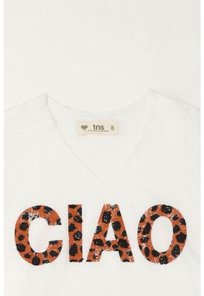 Camiseta Manga Sisa Con Estampado Blanca Para Niña