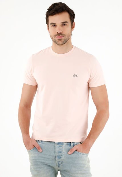 Camiseta Rosada Cuello Redondo Para Hombre