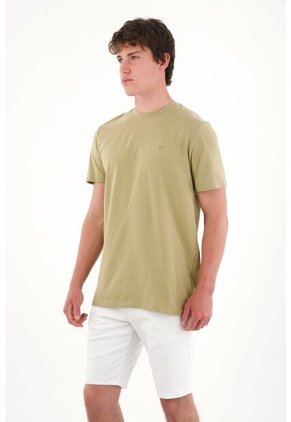Camiseta Básica Con Mini Print Verde Para Hombre