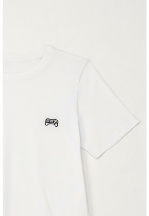 Camiseta Con Estampado En Algodón 100% Blanca Para Niño