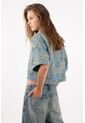 Tennis Camisa Boxy Crop Con Apliques Florales En Algodón Azul Para Mujer de Tennis