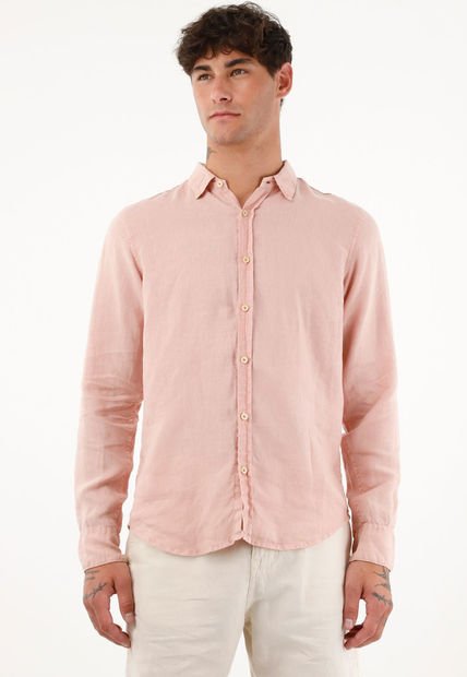 Camisa Manga Larga De 100% Lino Para Hombre