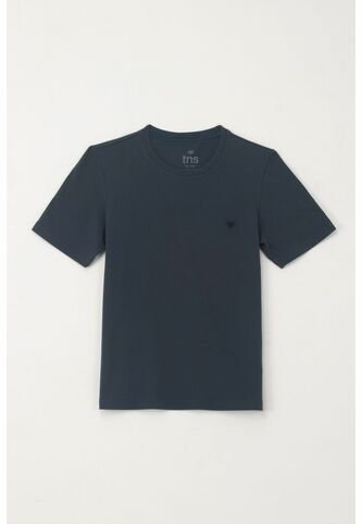 Camiseta Básica Con Raqueta Bordada Azul Para Niño Tennis