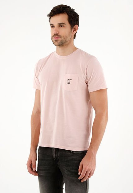Camiseta Rosada Con Bolsillo Para Hombre